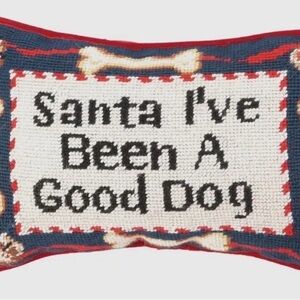 Santa I’ve Been A Good Dog 8”x12” Needlepoint Pillow NWT
